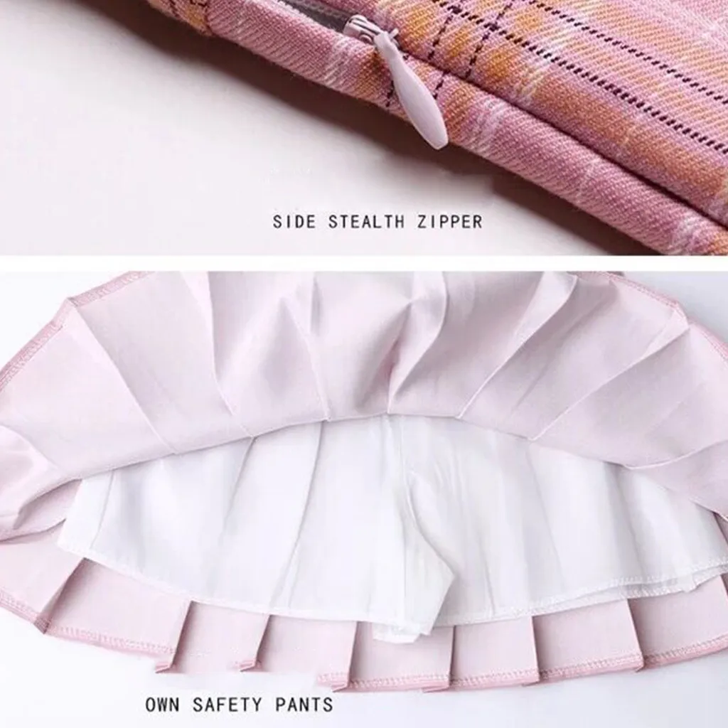 

Plus Size Harajuku Short Skirt New Korean Plaid Skirt Women Zipper High Waist School Girl Pleated Plaid Skirt Mini Tennis Skirt