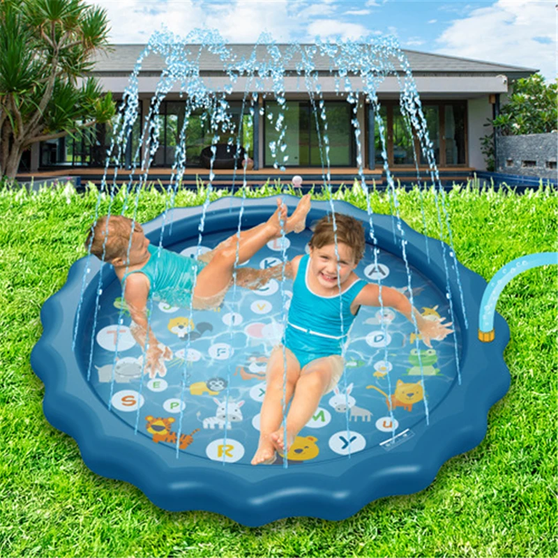 

170cm Kids Inflatable Water spray pad Round Water Splash Play Pool Playing Sprinkler Mat Yard Outdoor Fun Swimming Pools