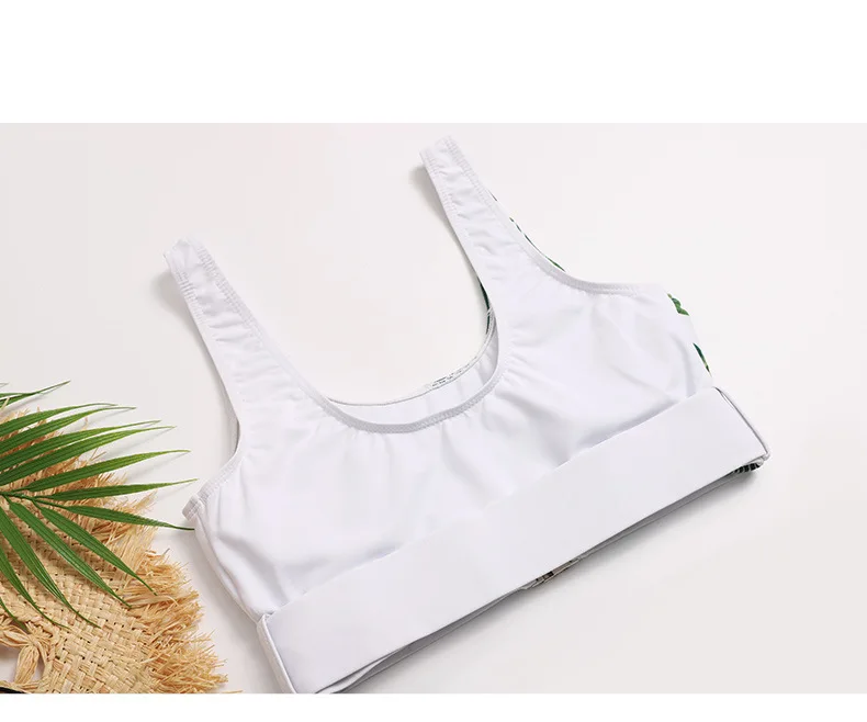 

Patchwork Bikini Suit 2021Printed Color Block Women's Swimming Suit High Waist Bikinis Wide Shoulder Straps Swimwear Women