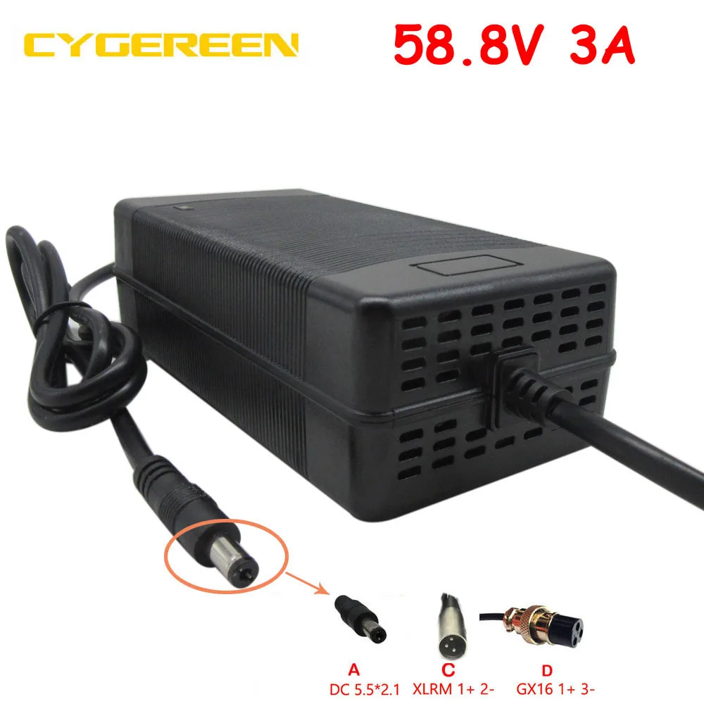52V литий-ионный для электровелосипеда зарядное устройство выход 58 8 V 3A XLRM GX16