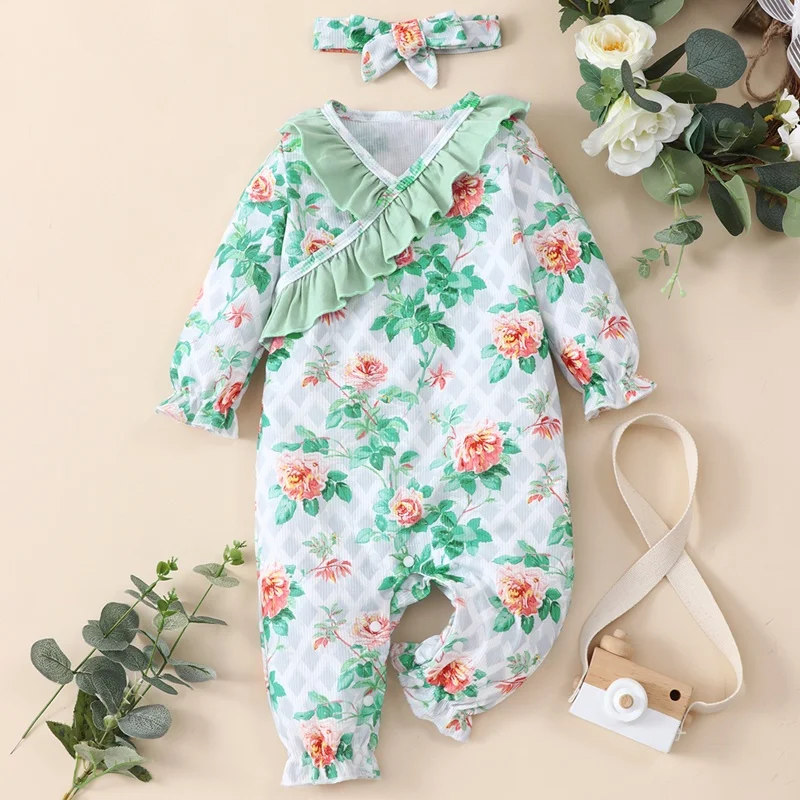 

Детский комбинезон с цветочным принтом, на возраст 0-18 месяцев