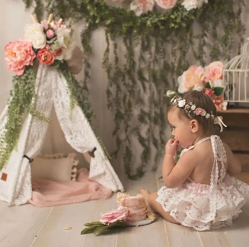 

Baby Girls Halter Romper, Summer Backless Lace Ruffle Tutu Bodysuit One-Piece Clothes