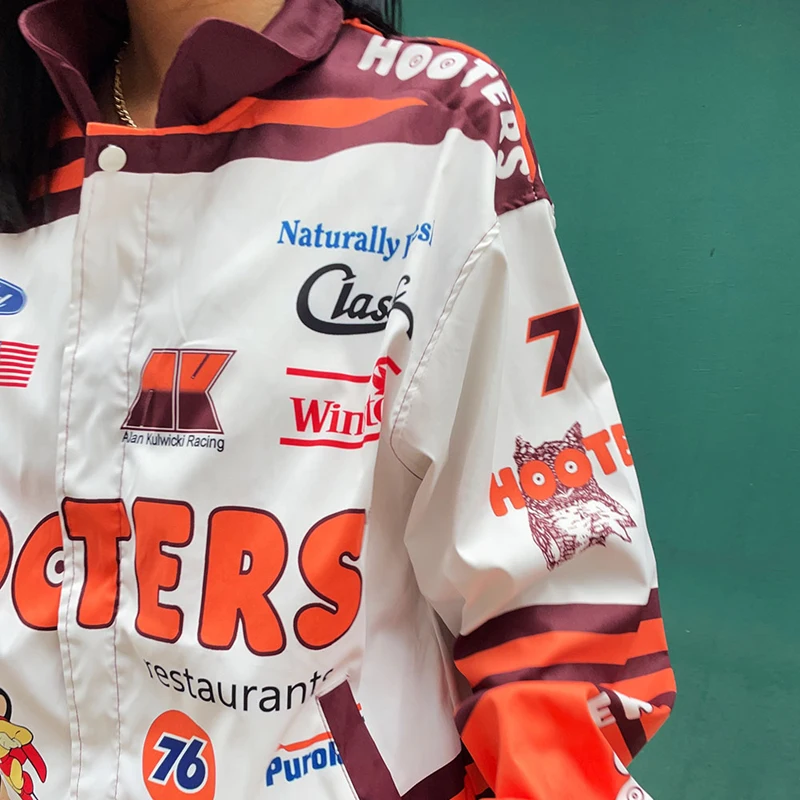 Женская Повседневная куртка с принтом оранжевая большого размера длинным