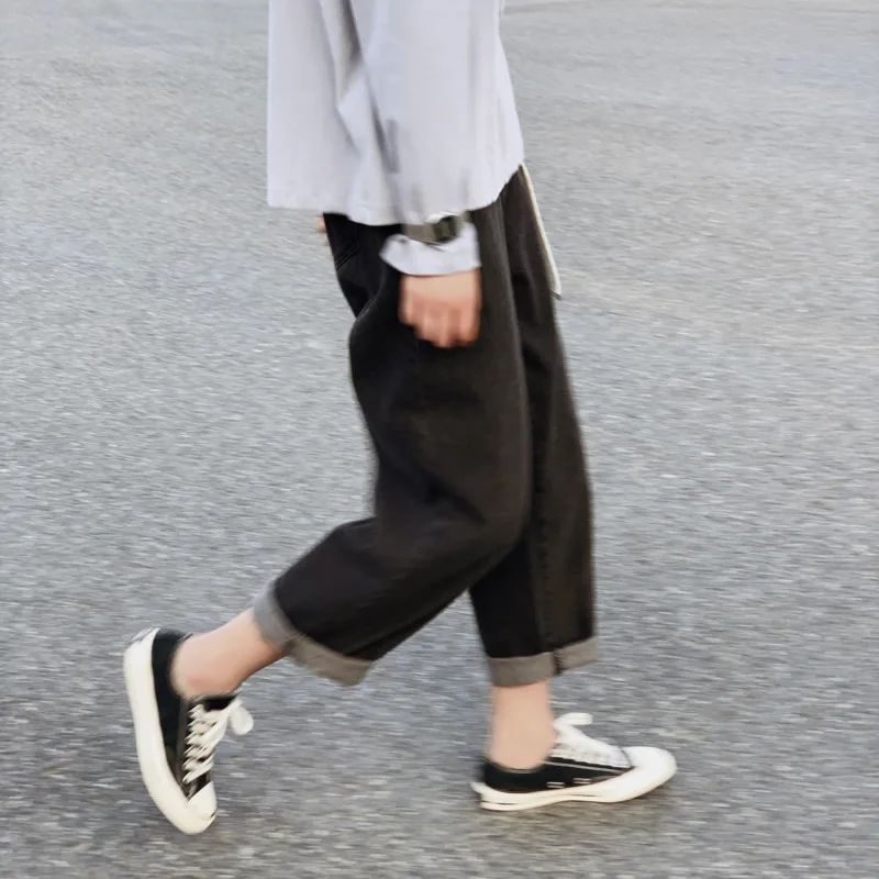 Джинсы мужские прямые с вареным эффектом модные брюки из денима в стиле ретро