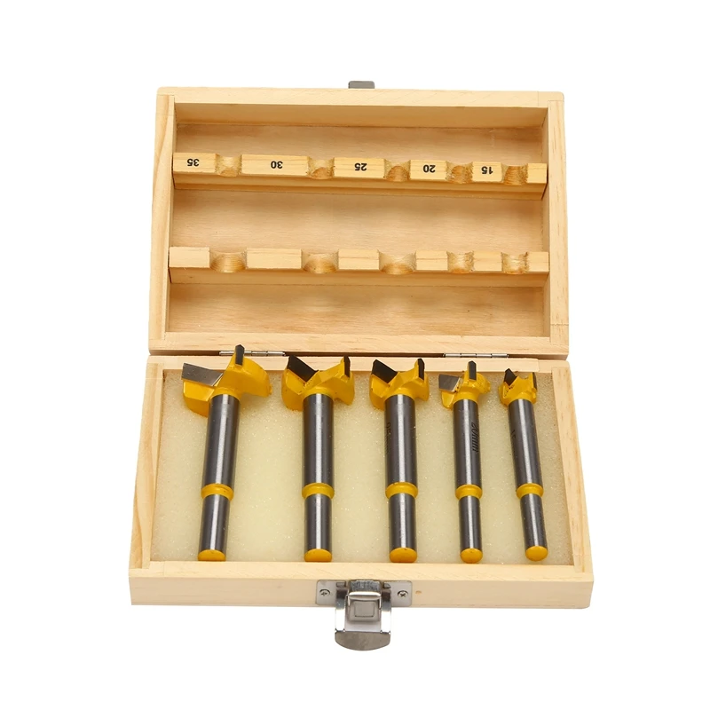 

5Pcs Forstner Tips Hinge Boring Drill Bit Set For Carpentry Wood Window Hole Cutter Auger Wooden Drilling Dia 15 20 25 30 35Mm-Y