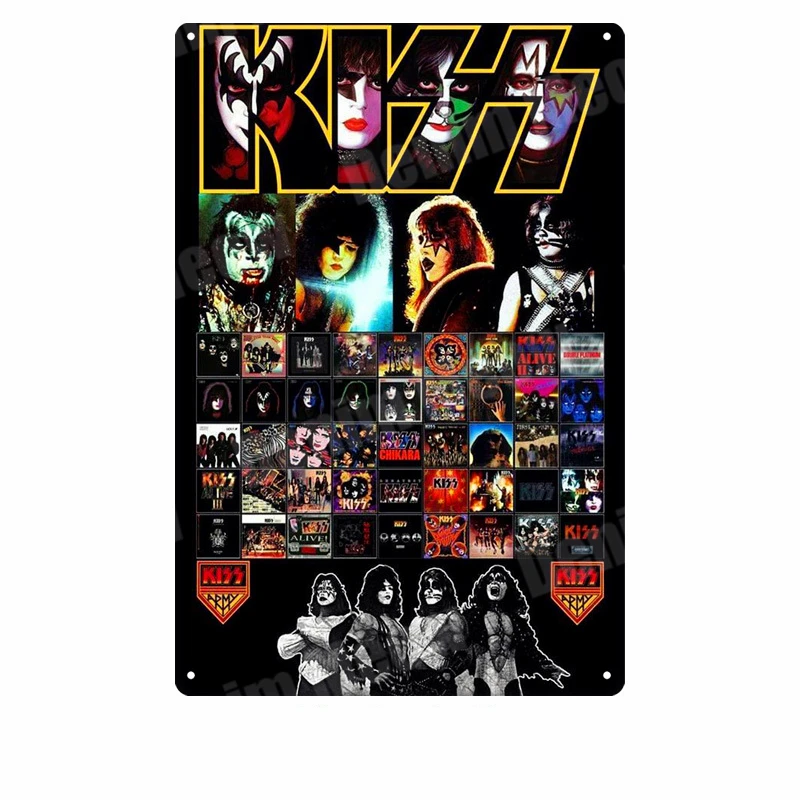 O Kiss Band табличка винтажная металлическая жестяная вывеска домашний бар Паб Клуб декоративные металлические тарелки музыка рок наклейки на стену железный Арт плакат MN5 - Цвет: O