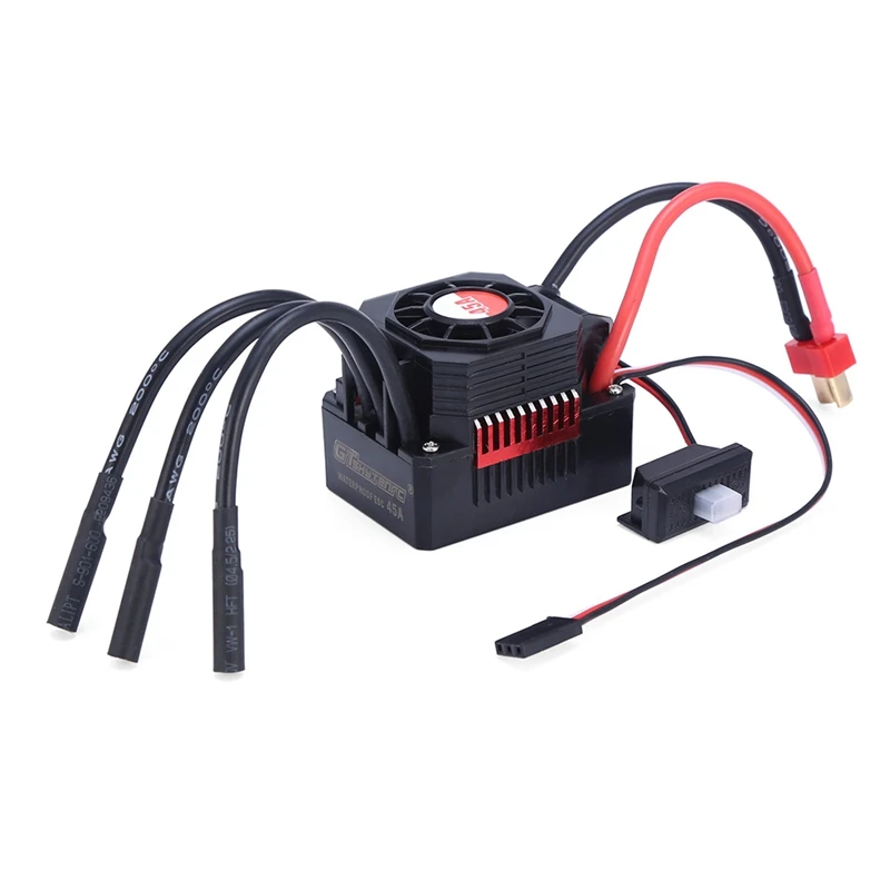 

GTSKYTENRC Waterproof 45A ESC Electric Speed Controller for RC 1/10 1/12 RC Car 3650 3660 Brushless Motor