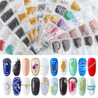 6 gridspack colorful all various shapes alloy chains metal 3d studs nail art decorations manicure diy