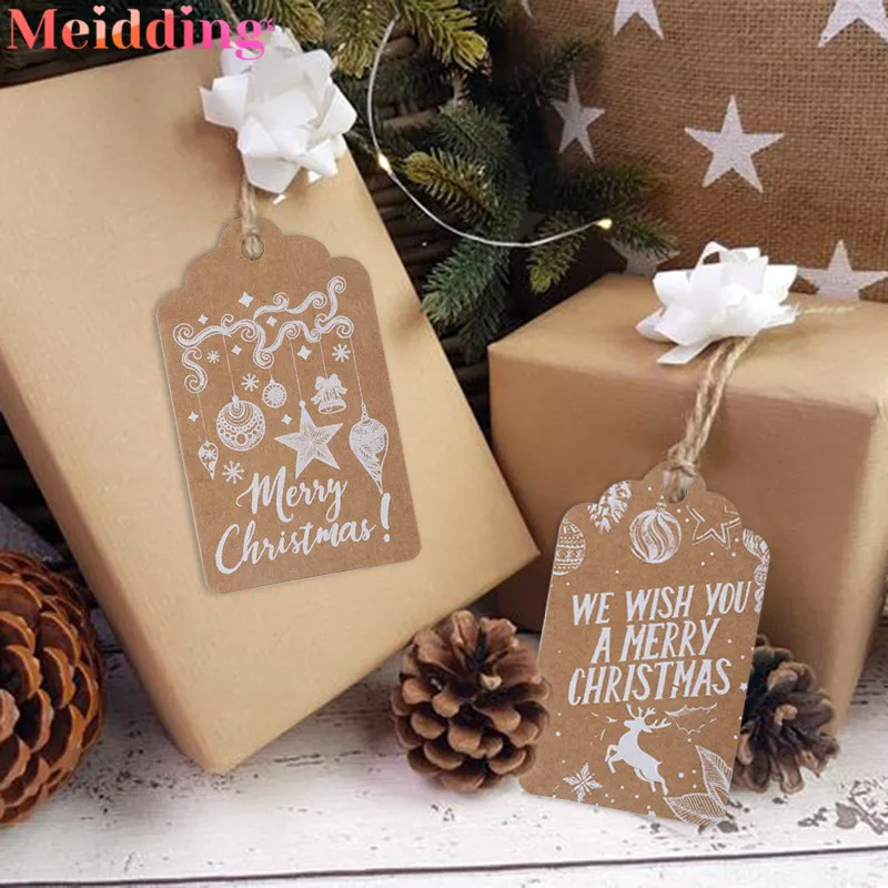 50 шт. Веселые бирки для рождественских подарков открытки из крафт бумаги DIY
