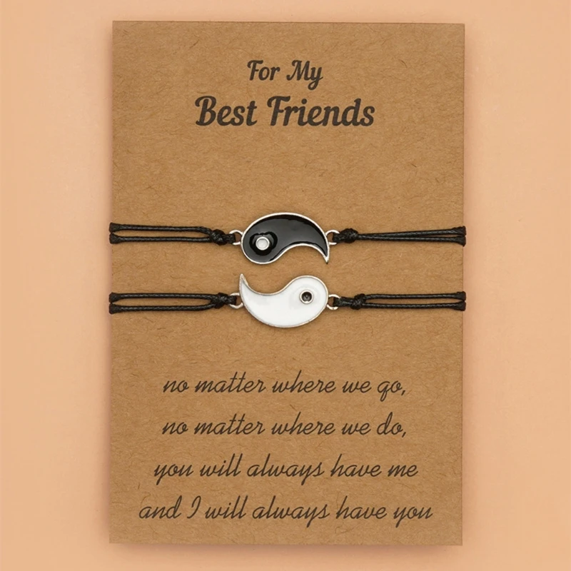 2 шт. соответствующие Инь регулируемый браслет шнура для дружеские отношения