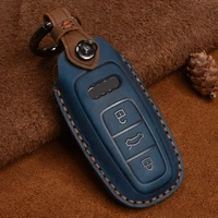 leather car key cover case for audi a6 a7 a8 q8 e tron c8 d5 a8l a6l 2018 2019 2020 cover accessories car key protection