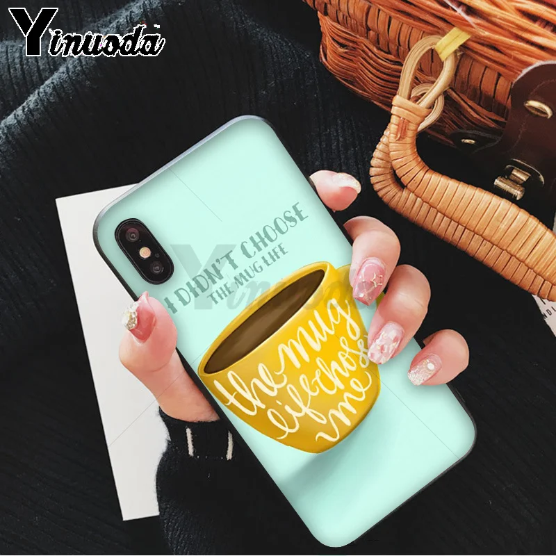 Yinuoda Coffee Wine Cup Novelty Fundas Phone Case Cover for Apple iPhone 8 7 6 6S Plus X XS MAX 5 5S SE XR 11 11pro