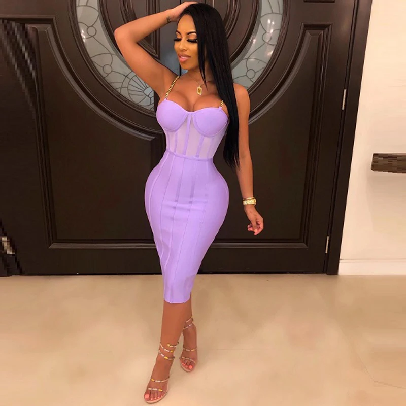 Женское вечернее платье миди без рукавов красное фиолетовое оранжевое Бандажное