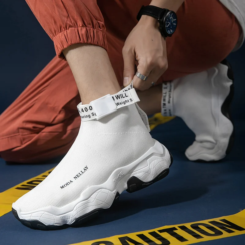 

High Top Fashion Men's Sock Chunky Sneakers Breathable Men Thick Bottom Shoes Outdoor Casual Footwear Big Size Zapatillas Hombre