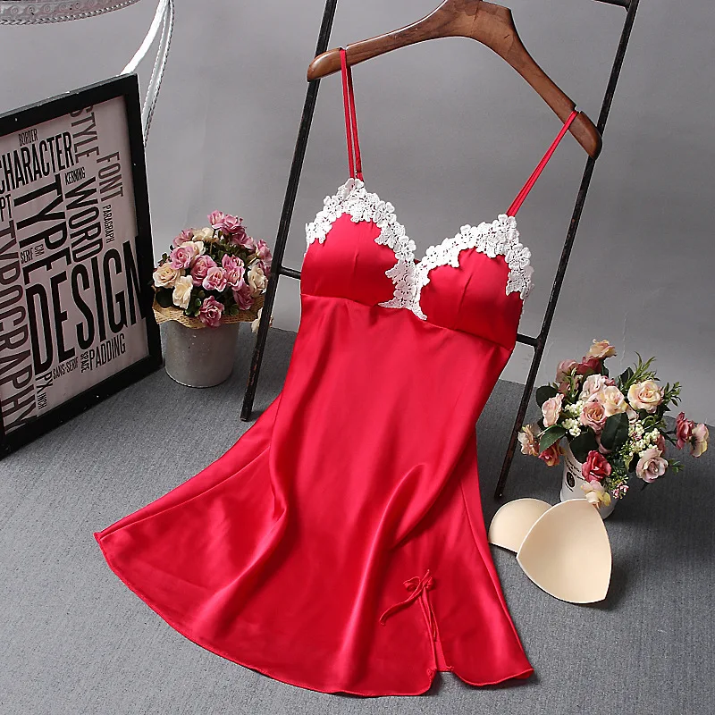 

Brand New Chinese Women Robe Satin Nightgown Sexy Nightshirt Sleepwear Lace Bath Gown Summer Casual Home Night Dress Nighty