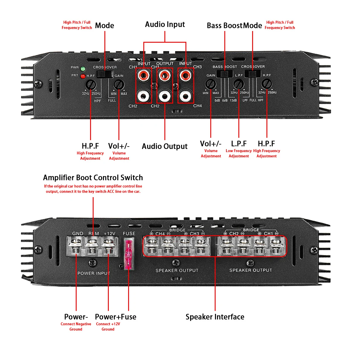 6800W обновление мощный усилитель 12V 4 канальный автомобильный сабвуфер аудио Pioneer с