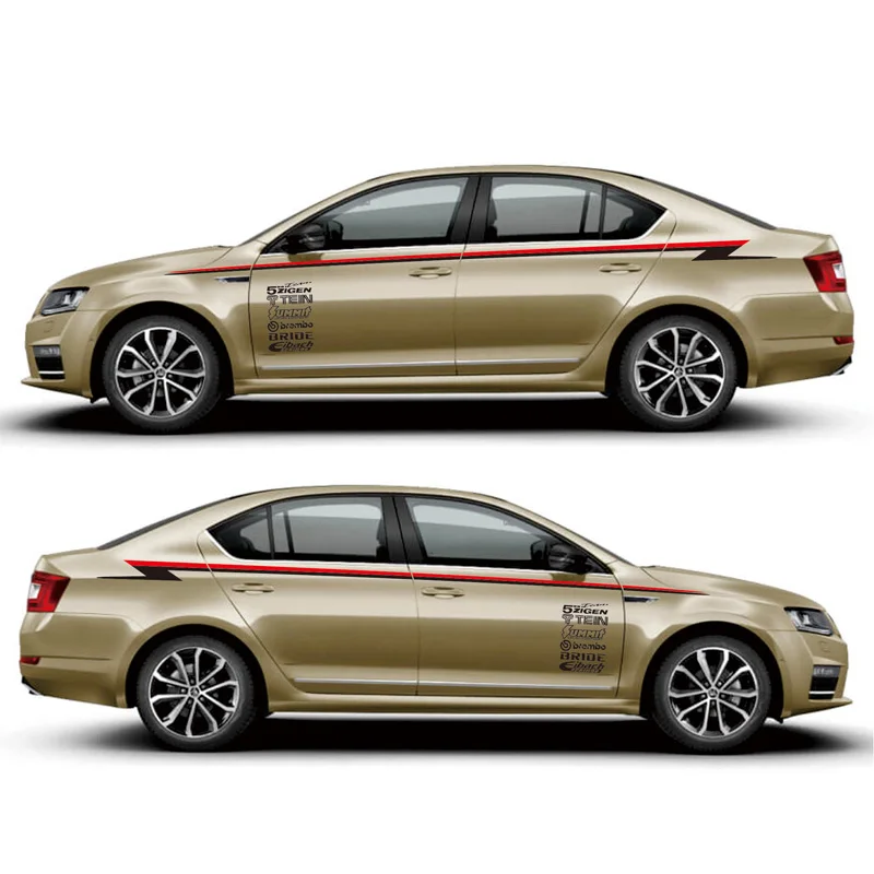

Автомобильный Стайлинг, Спортивная Автомобильная наклейка для Skoda Octavia Mark Levins, внешняя Боковая дверь, наклейка, автомобильная виниловая пле...