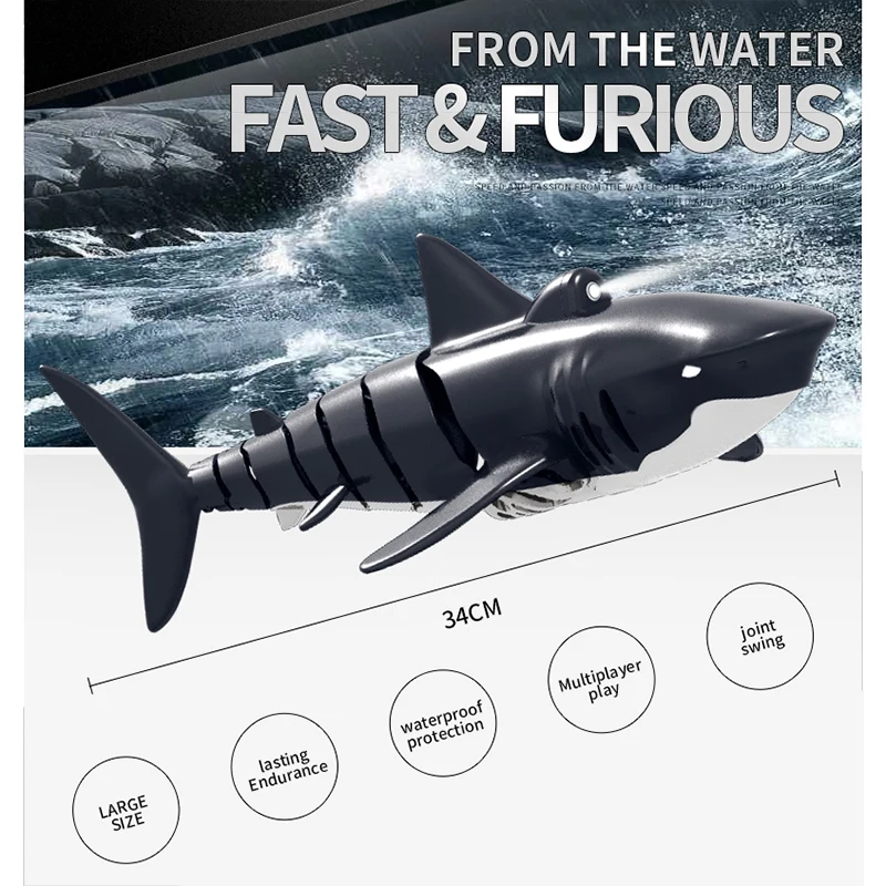 

Radio Remote Control Electronic Shark Fish Boat RC Toy RC Boat Swinging Shark Toy