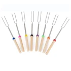 Палочка для барбекю, комплект из 8 предметов, деревянная ручка, вилка телескопическая 32 дюйма, для костра и барбекю