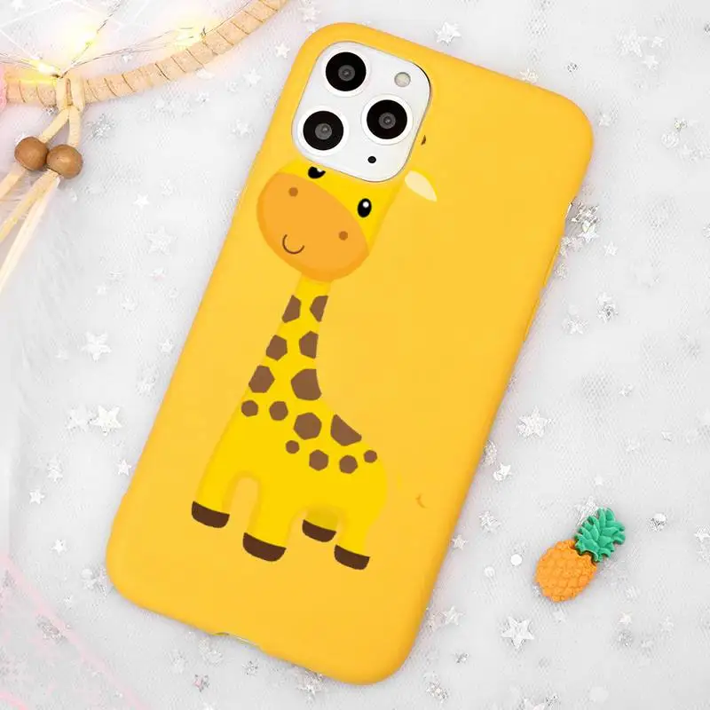

Cute Cartoon Giraffe lovely Phone Case Candy Color Yellow for iPhone 11 12 pro XS MAX 8 7 6 6S Plus X 5S SE 2020 XR