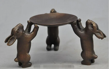  406 + Китайский народный коллекционный старинный бронзовый подсвечник с