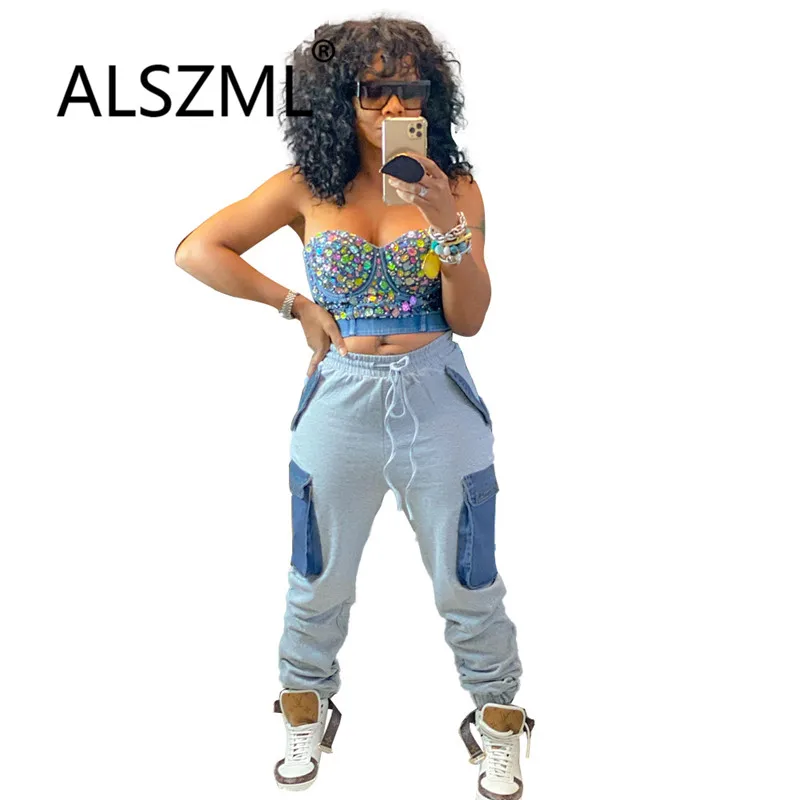 Горячая Распродажа модный пэчворк женские длинные Пан с высокой талией штаны для