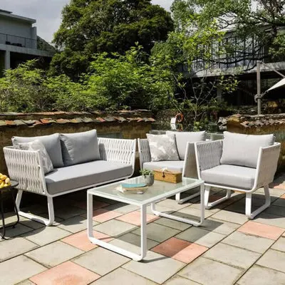 

Скандинавская вилла для отдыха на открытом воздухе двор сад балкон плетеный стол и стул из ротанга комбинированный водонепроницаемый и сол...