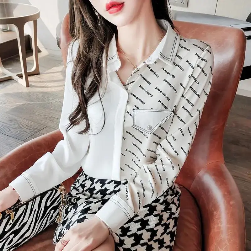 

Satin shirt women spring and autumn long-sleeved spring 2021 new chiffon blouse anti-wrinkle shirt