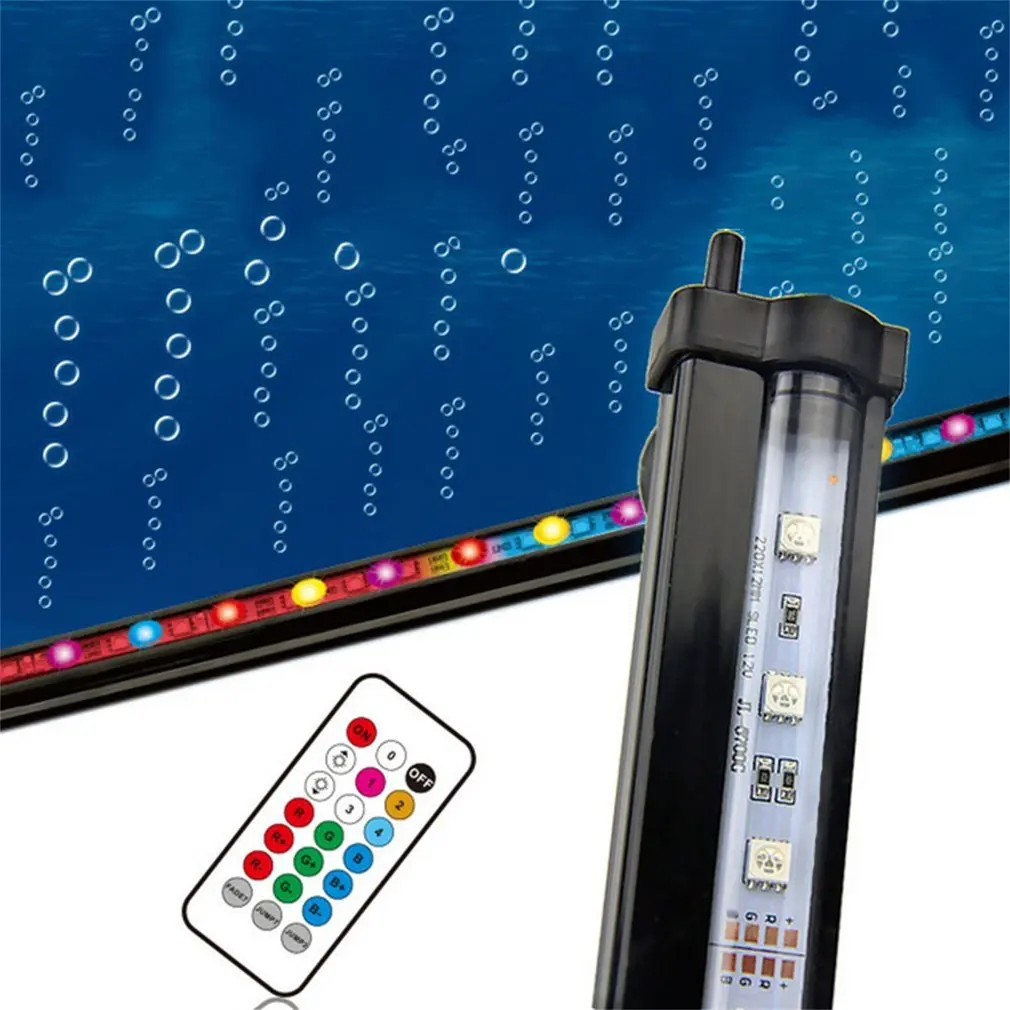 RGB LED Light Aquarium Fish Tank Light Submersible Light Air Bubble Lamp Making Oxygen with Remote Control for Fish Tank