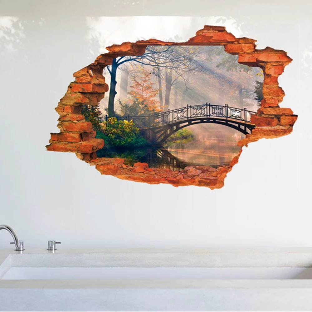 Винтажные 3D наклейки на стены кирпичные декорации закаты пляж пейзаж остров