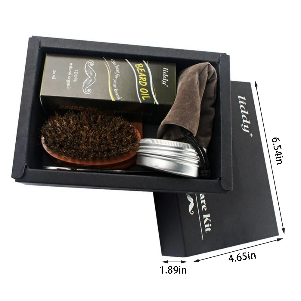 

6PCS/Set Men Beard Kit Styling Tool Beard Essence Oil Comb Moustache Balm Moisturizing Wax Styling Scissors Beard Care Tool Set