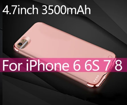 Ультра тонкая батарея чехол для iPhone 6 6 S 7 8 3500/4000 мА/ч, Мощность банковская карта чехол внешнее резервное зарядное устройство чехол для iPhone 6 6s 7 8 plus - Цвет: 6 6s 7 8 Rosy Gold