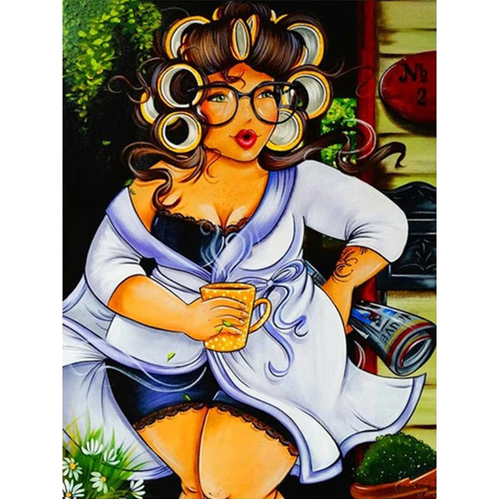 

Набор для вышивки крестиком «сделай сам», алмазная вышивка с кудрявыми волосами, полноразмерная/круглая Алмазная мозаика, домашний декор