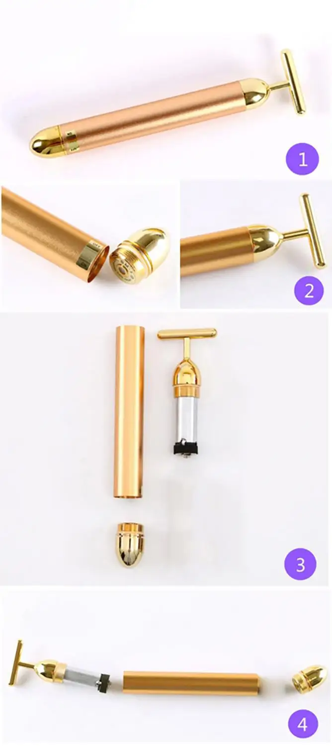 

Slimming Face Gold Vibration Facial Beauty Roller Massager Stick Lift Skin Tightening Wrinkle Stick Bar Tool