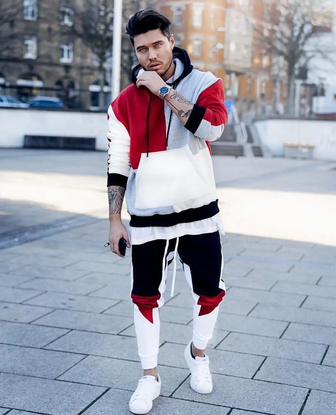 

Men Patchwork hoodie Colorful aesthetic hoodies women hip hop long sleeve streetwear Spliced sweatshirt kanye west outwear 2021