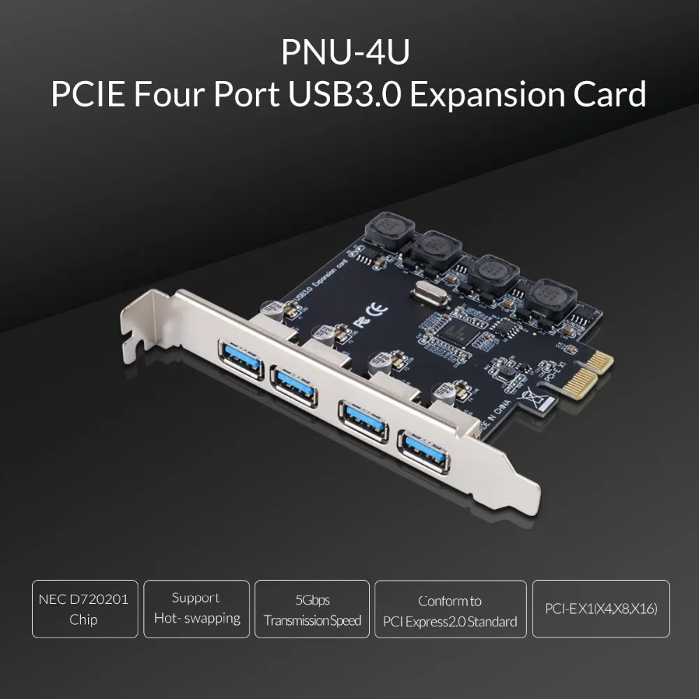 Карта расширения ORICO PCI-E Express с 4 портами USB 3 0 супер скоростная 5 Гбит/с адаптер для