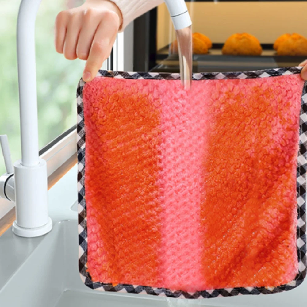 

5Pcs Kitchen Daily Dish Towel, Dish Cloth, Kitchen Rag, Non-stick Oil, Thickened Table Cleaning Cloth, Absorbent Scouring Pad