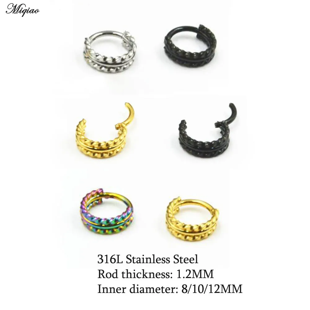 

Miqiao 1pc 16G Nasal Septum Nasal Nails Double Hemp Rope Closed Loop Earrings Earrings Piercing Jewelry SEPTUM New