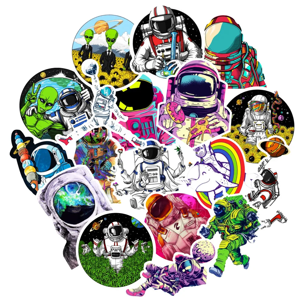 

10/50 Pcs Universe Outer Space Stickers UFO Alien Astronaut for Laptop Skateboard Computer Guitar Kids Cartoon Sticker Decal Toy