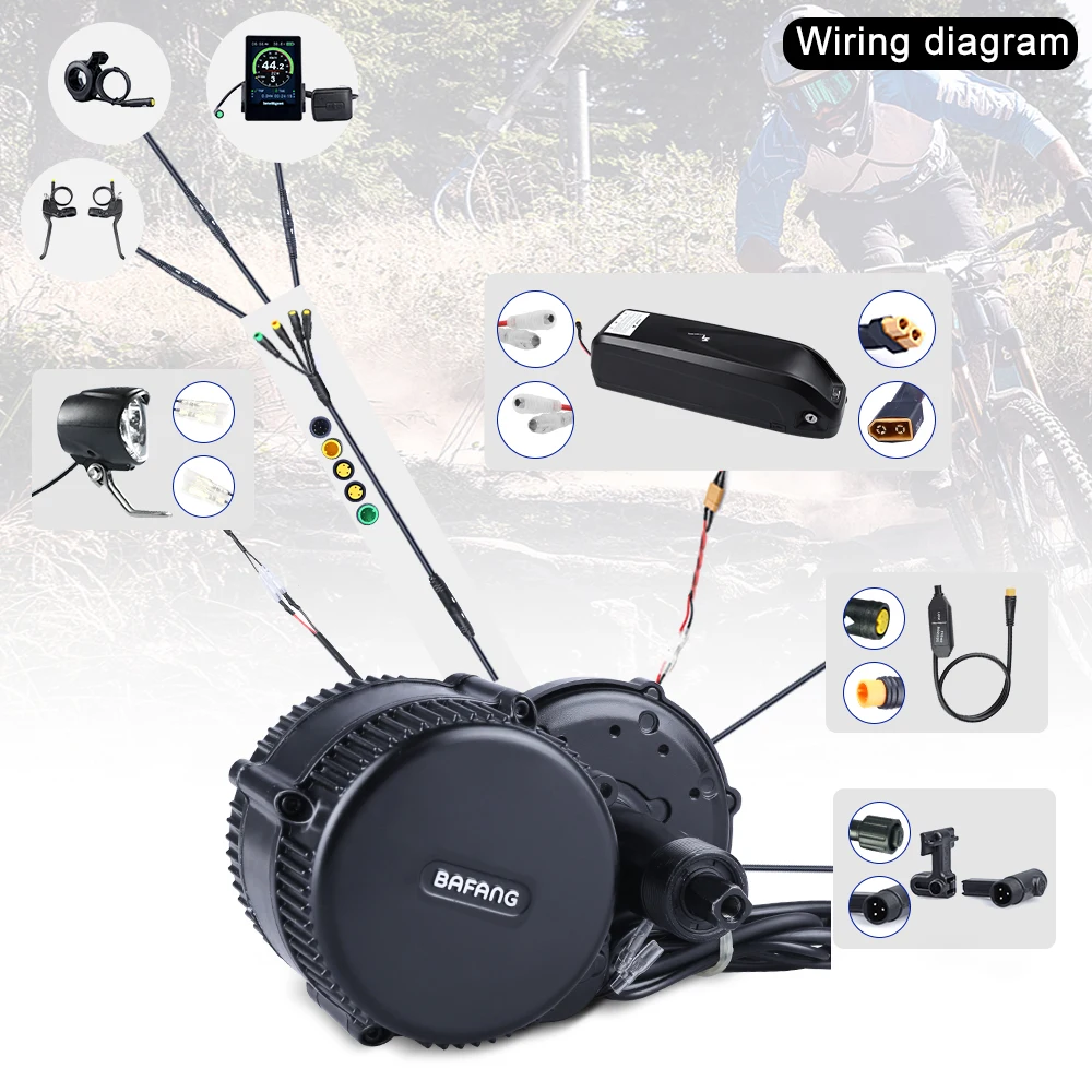 Bafang 48V 750W Средний двигатель e велосипед конверсионные наборы BBS02B Электрический 44T