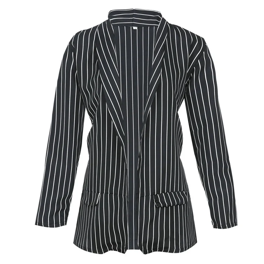 Женские куртки осень 2019 женский модный Женский Тренч Стильный блейзер в полоску