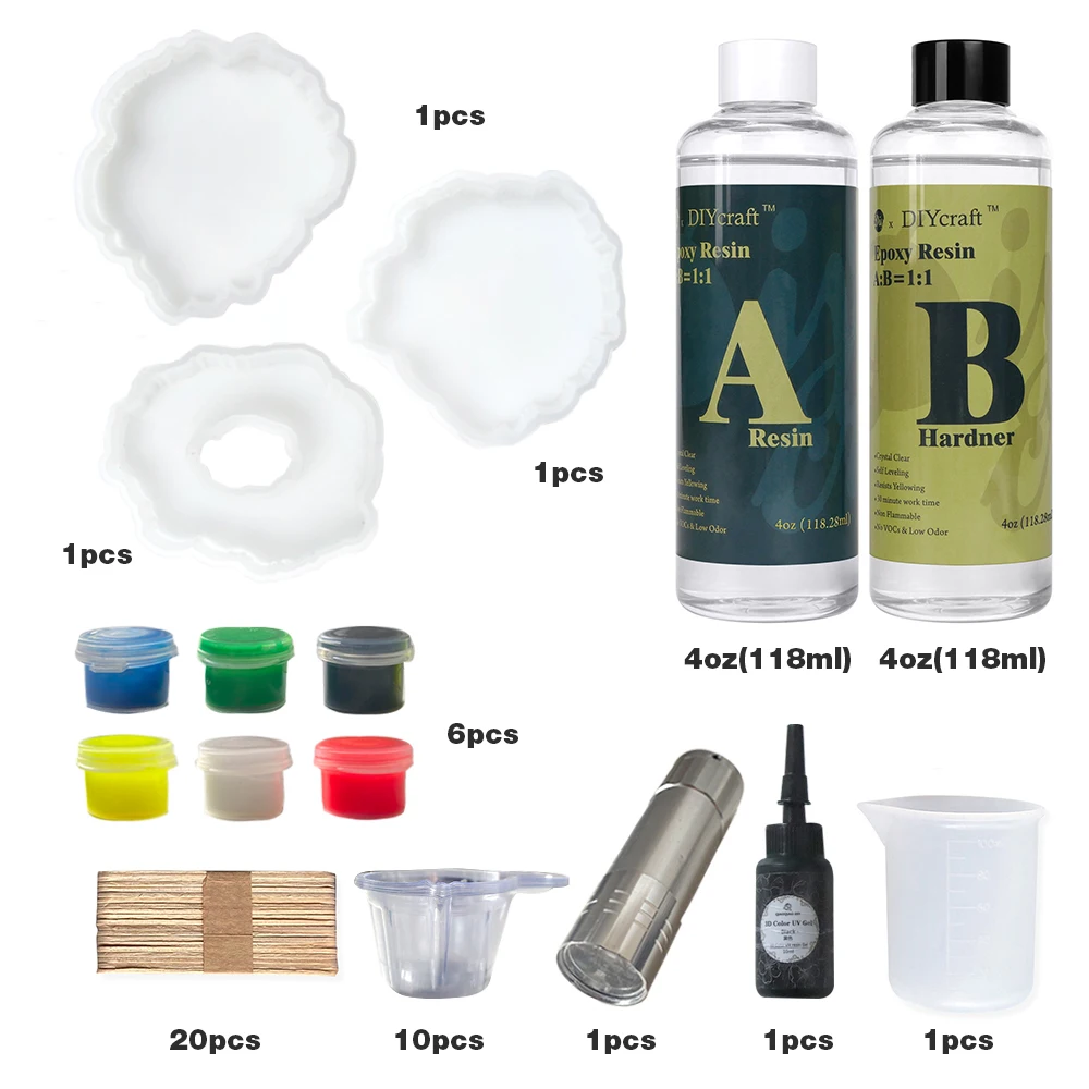 

Силиконовая смола комплект пресс-форм, формы для литья, включая мерный стакан, капельницы и мешалки для литья смолы