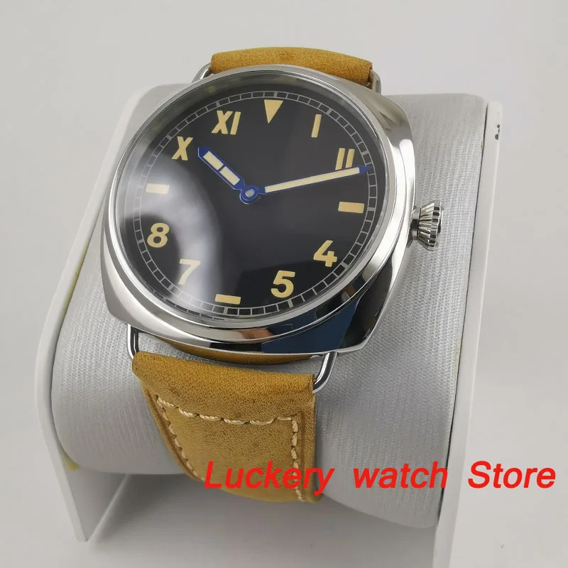 Парниш 47 мм полированные мужские часы с винтажным циферблатом 17 драгоценностей