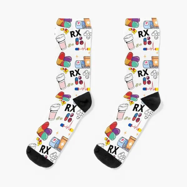 

Pharmacy Pattern Pills Rx Crew Socks Women Cartoon Cotton Mens Ladies Sports Funny Unisex Cute Winter Comfortable Breathable