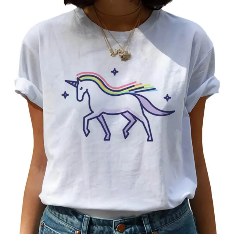 

Cute Unicorn Kawaii Harajuku Graphic T-shirt Funny Women's T-shirt Ulzzang T-shirt Grunge90s Korean Top Female