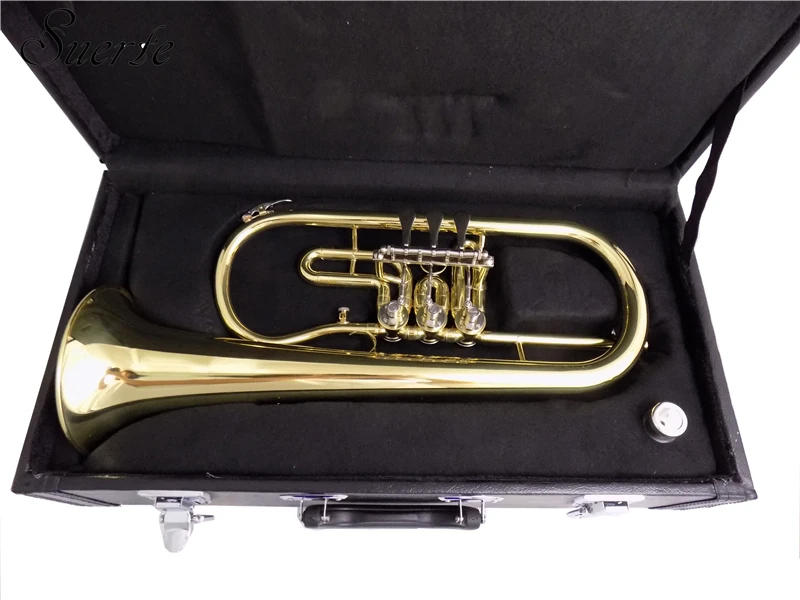 Bb роторный flugelhorn с Чехол мундштук желтый латунный flugelhorn s Музыкальные инструменты рога
