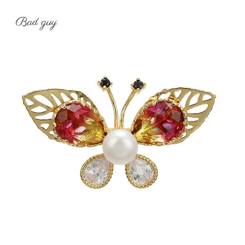 

Zircon Brooch Pin for Women's Hollow Butterfly Brooches Clothes Scarf Buckle Garment Accessories Fashion Jewelry Gem Pins