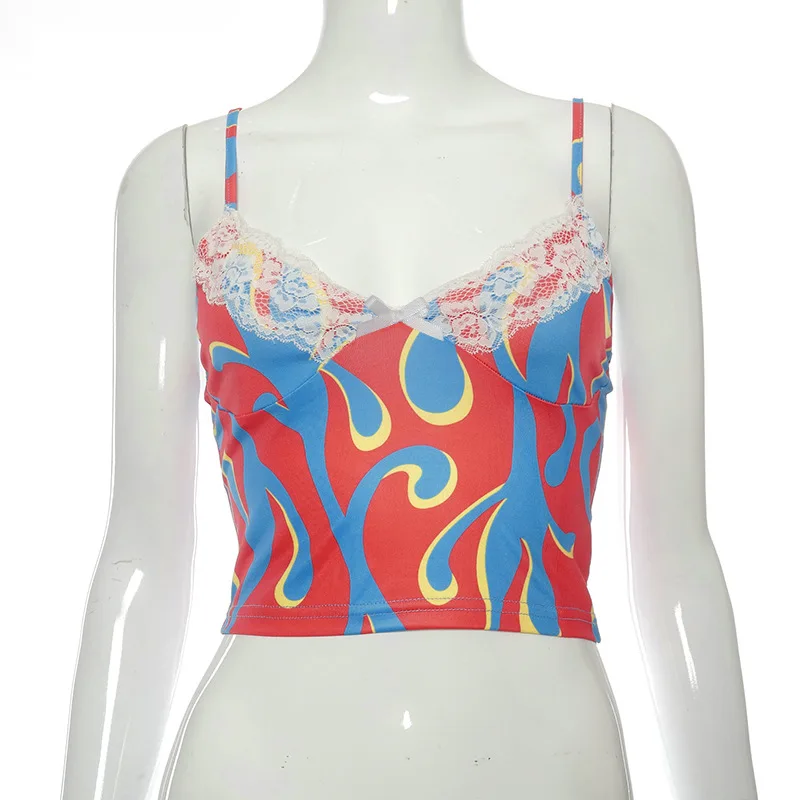 

Mall Goth 2021 Y2k Corset Top Sexy Women V-neck Lace Sleeveless Tshirts Tee Summer Body Red Aesthetic Crop Tops fairy grunge