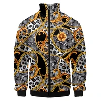 fashion animalsnake skin leopard gold pattern harajuku casual pullover 3d printed zipper hoodie sweatshirt jacket men for women