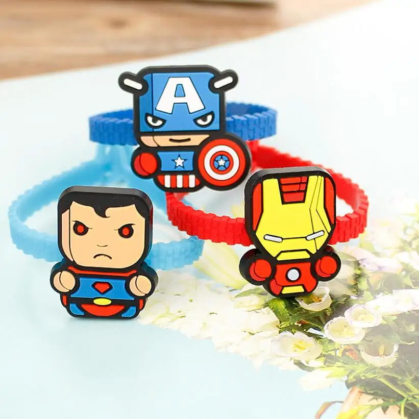 9 шт./лот детский красочный браслет супергероя силиконовый Железный мужской